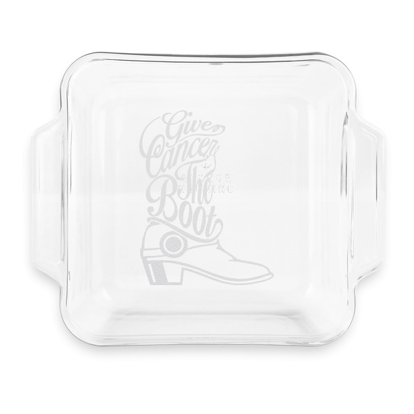 Custom Fighting Cancer Quotes and Sayings Glass Cake Dish with Truefit Lid - 8in x 8in