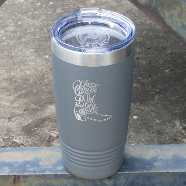 Fighting Cancer Quotes and Sayings Gray Polar Camel Tumbler - 20oz - Angled