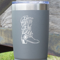 Fighting Cancer Quotes and Sayings 20 oz Stainless Steel Tumbler - Grey - Single Sided