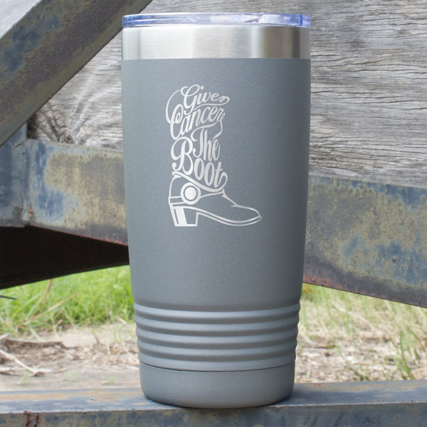Custom Fighting Cancer Quotes and Sayings 20 oz Stainless Steel Tumbler - Grey - Single Sided