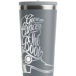 Fighting Cancer Quotes and Sayings RTIC Everyday Tumbler with Straw - 28oz - Grey - Single-Sided
