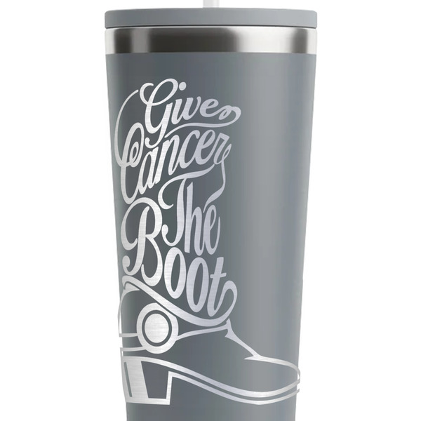 Fighting Cancer Quotes and Sayings Grey RTIC Everyday Tumbler - 28 oz. - Close Up