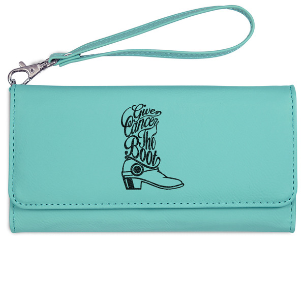 Fighting Cancer Quotes and Sayings Ladies Wallet - Leather - Teal - Front View