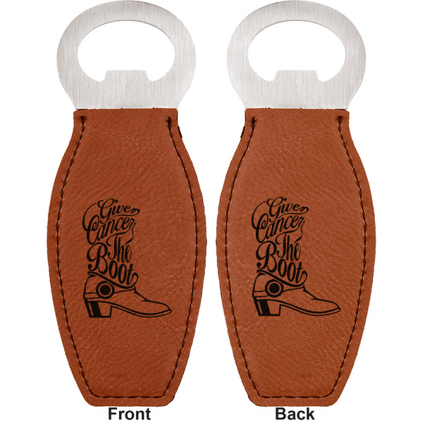 Fighting Cancer Quotes and Sayings Leather Bar Bottle Opener - Front and Back