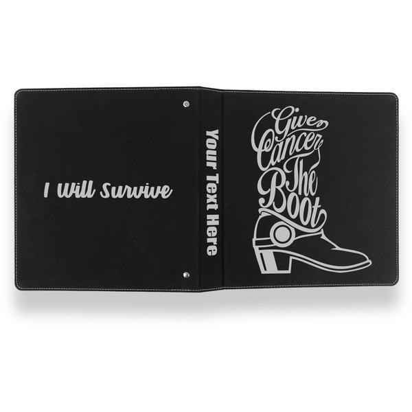 Fighting Cancer Quotes and Sayings Leather Binder - 1" - Black- Back Spine Front View