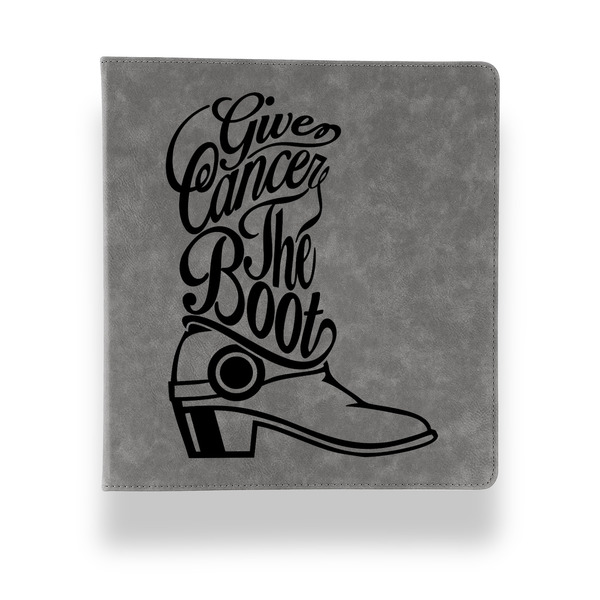Fighting Cancer Quotes and Sayings Leather Binder - 1" - Grey - Front View