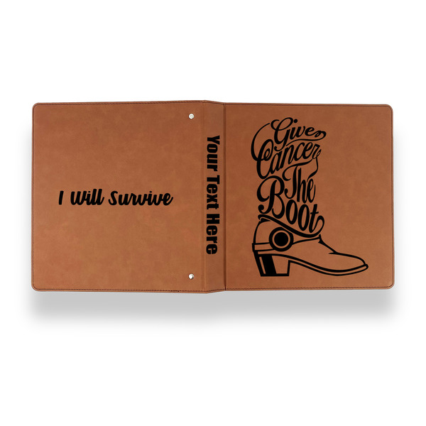 Fighting Cancer Quotes and Sayings Leather Binder - 1" - Rawhide - Back Spine Front View