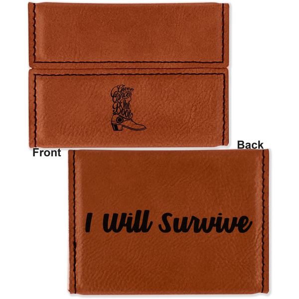 Fighting Cancer Quotes and Sayings Leather Business Card Holder - Front Back