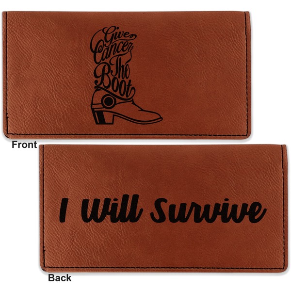 Fighting Cancer Quotes and Sayings Leather Checkbook Holder Front and Back