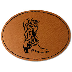 Fighting Cancer Quotes and Sayings Faux Leather Iron On Patch - Oval