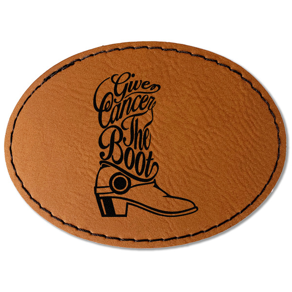 Custom Fighting Cancer Quotes and Sayings Faux Leather Iron On Patch - Oval