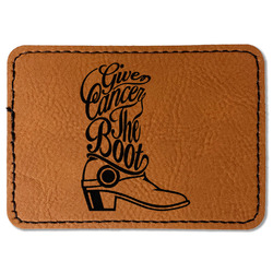 Fighting Cancer Quotes and Sayings Faux Leather Iron On Patch - Rectangle