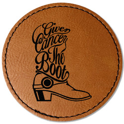 Fighting Cancer Quotes and Sayings Faux Leather Iron On Patch - Round