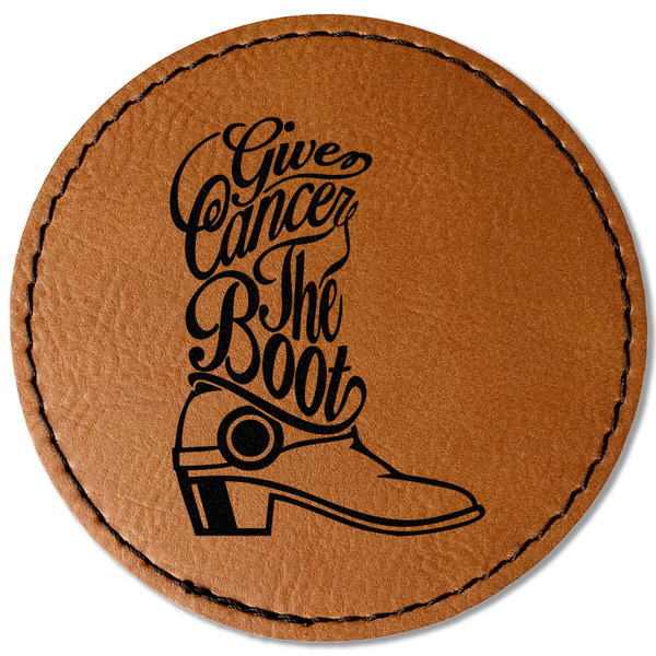 Custom Fighting Cancer Quotes and Sayings Faux Leather Iron On Patch - Round