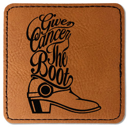 Fighting Cancer Quotes and Sayings Faux Leather Iron On Patch - Square
