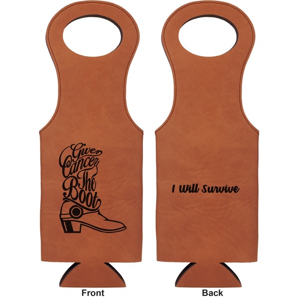 Fighting Cancer Quotes and Sayings Leatherette Wine Tote Double Sided - Front and Back
