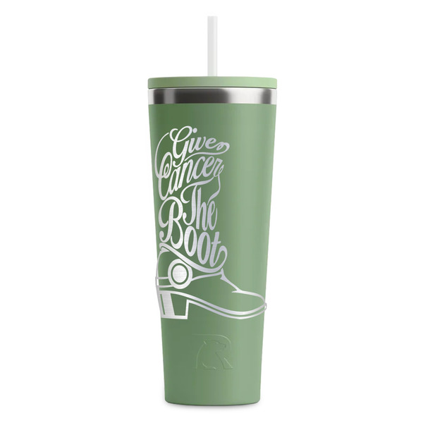 Custom Fighting Cancer Quotes and Sayings RTIC Everyday Tumbler with Straw - 28oz - Light Green - Single-Sided