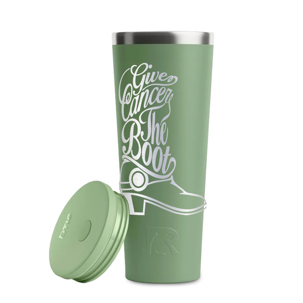 Fighting Cancer Quotes and Sayings Light Green RTIC Everyday Tumbler - 28 oz. - Lid Off