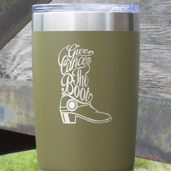 Fighting Cancer Quotes and Sayings Olive Polar Camel Tumbler - 20oz - Close Up