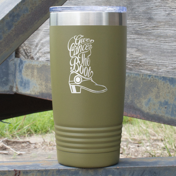 Custom Fighting Cancer Quotes and Sayings 20 oz Stainless Steel Tumbler - Olive - Single Sided