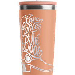 Fighting Cancer Quotes and Sayings RTIC Everyday Tumbler with Straw - 28oz - Peach - Double-Sided