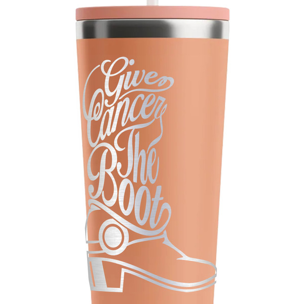 Fighting Cancer Quotes and Sayings Peach RTIC Everyday Tumbler - 28 oz. - Close Up