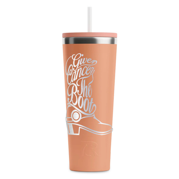 Custom Fighting Cancer Quotes and Sayings RTIC Everyday Tumbler with Straw - 28oz - Peach - Double-Sided