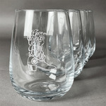 Fighting Cancer Quotes and Sayings Stemless Wine Glasses (Set of 4)