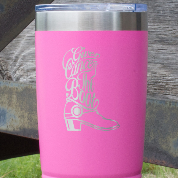 Fighting Cancer Quotes and Sayings Pink Polar Camel Tumbler - 20oz - Close Up