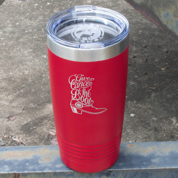 Fighting Cancer Quotes and Sayings Red Polar Camel Tumbler - 20oz - Angled
