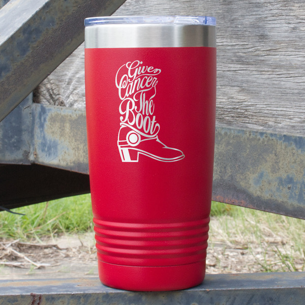 Custom Fighting Cancer Quotes and Sayings 20 oz Stainless Steel Tumbler - Red - Single Sided