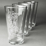 Fighting Cancer Quotes and Sayings Pint Glasses - Engraved (Set of 4)