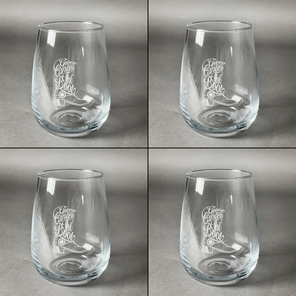 Fighting Cancer Quotes and Sayings Set of Four Personalized Stemless Wineglasses (Approval)