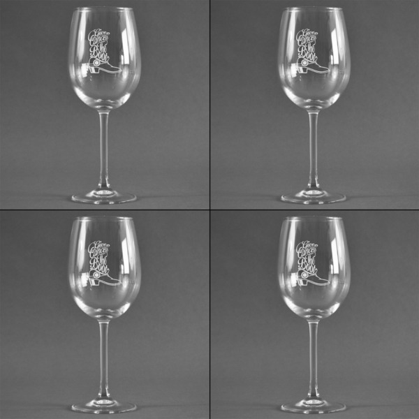Fighting Cancer Quotes and Sayings Set of Four Personalized Wineglasses (Approval)