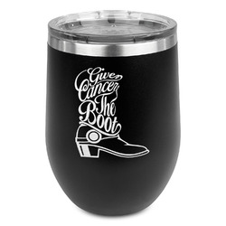 Fighting Cancer Quotes and Sayings Stemless Stainless Steel Wine Tumbler - Black - Double Sided