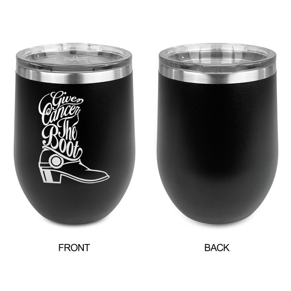 Fighting Cancer Quotes and Sayings Stainless Wine Tumblers - Black - Single Sided - Approval