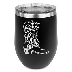 Fighting Cancer Quotes and Sayings Stemless Stainless Steel Wine Tumbler - Black - Single Sided