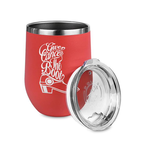 Fighting Cancer Quotes and Sayings Stainless Wine Tumblers - Coral - Double Sided - Alt View