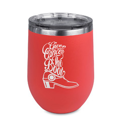Fighting Cancer Quotes and Sayings Stemless Stainless Steel Wine Tumbler - Coral - Double Sided