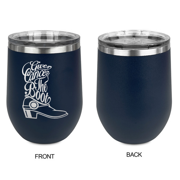 Fighting Cancer Quotes and Sayings Stainless Wine Tumblers - Navy - Single Sided - Approval