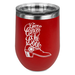 Fighting Cancer Quotes and Sayings Stemless Stainless Steel Wine Tumbler - Red - Double Sided