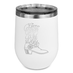 Fighting Cancer Quotes and Sayings Stemless Stainless Steel Wine Tumbler - White - Double Sided