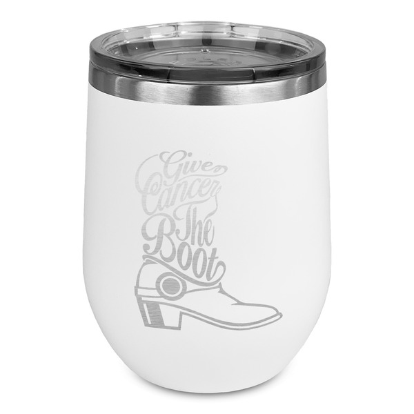 Custom Fighting Cancer Quotes and Sayings Stemless Stainless Steel Wine Tumbler - White - Single Sided