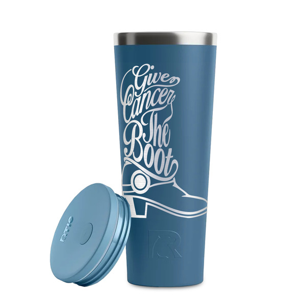 Fighting Cancer Quotes and Sayings Steel Blue RTIC Everyday Tumbler - 28 oz. - Lid Off