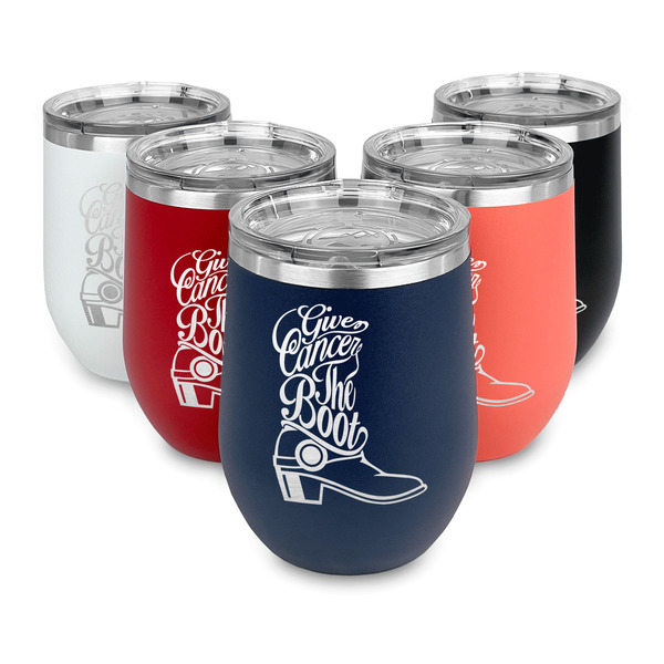 Fighting Cancer Quotes and Sayings Steel Wine Tumblers Multiple Colors