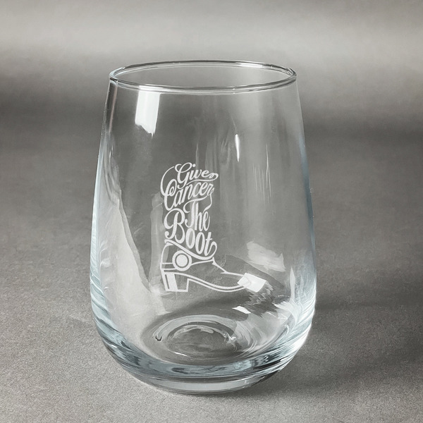 Custom Fighting Cancer Quotes and Sayings Stemless Wine Glass - Engraved