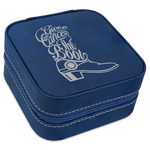 Fighting Cancer Quotes and Sayings Travel Jewelry Box - Navy Blue Leather