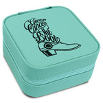 Fighting Cancer Quotes and Sayings Travel Jewelry Box - Teal Leather