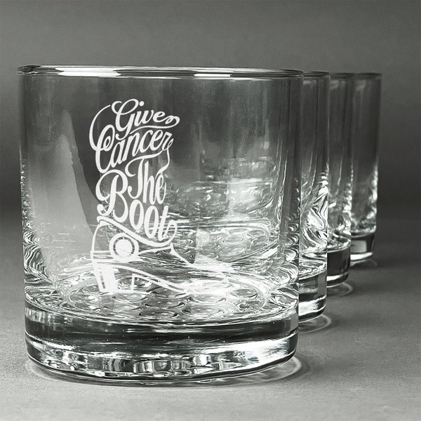 Custom Fighting Cancer Quotes and Sayings Whiskey Glasses (Set of 4)