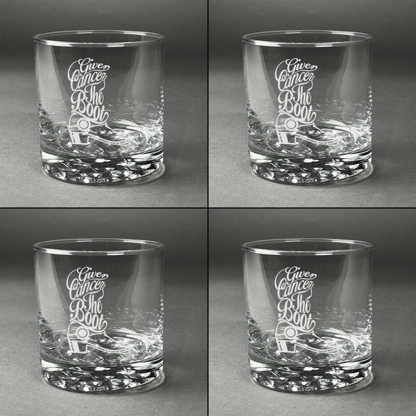Fighting Cancer Quotes and Sayings Whiskey Glasses - Set of 4 all Engraved